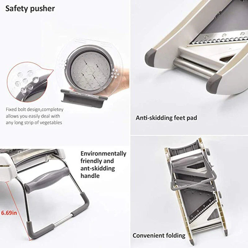 Terka Adjustable Stainless Steel Kitchen Vegetable Slicer with multiple slicing options