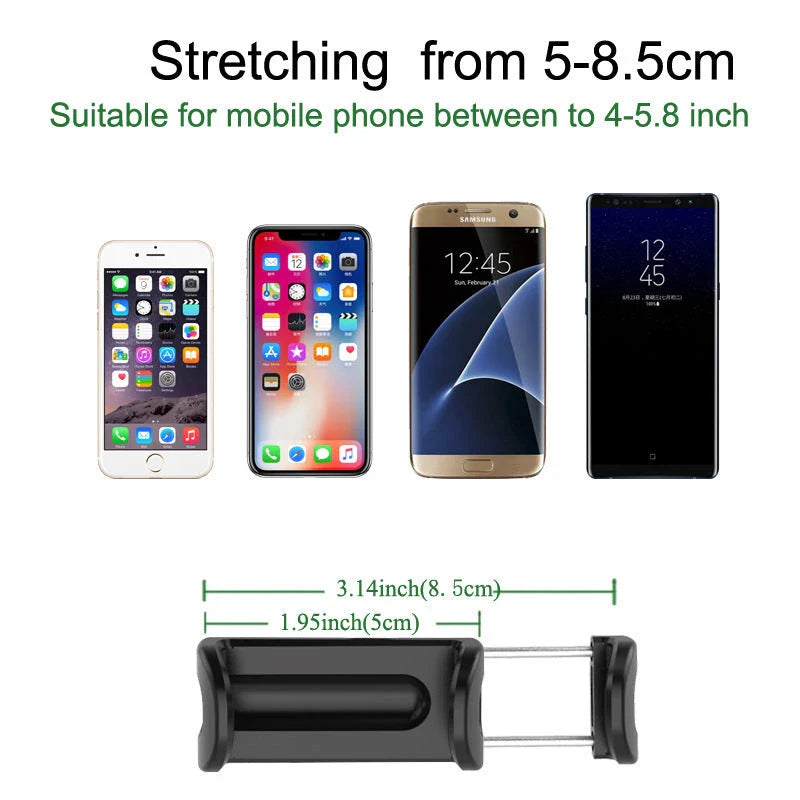 Versatile 360-degree rotating car phone mount with sleek black design, made with premium materials for secure and convenient smartphone use while driving