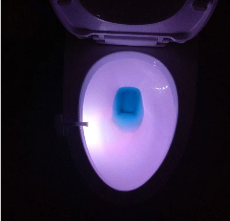 Toilet Induction LED Night Light with motion sensor, 8 colour options, and automatic on/off function for a hands-free, hygienic bathroom experience.