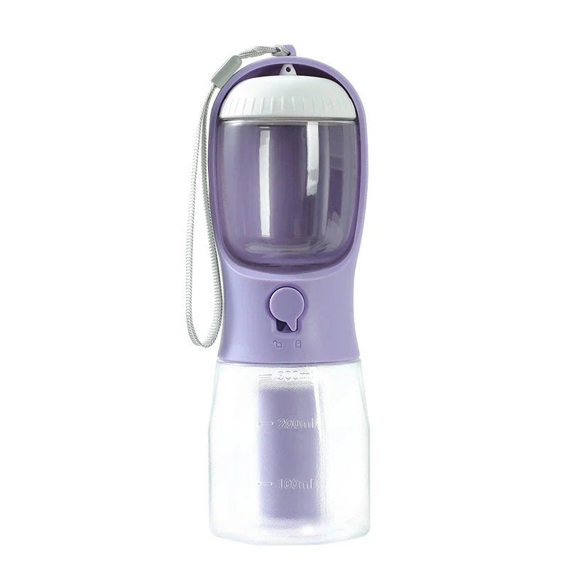 A 3-in-1 pet travel set featuring a water dispenser, food container, and waste bag holder in various color options