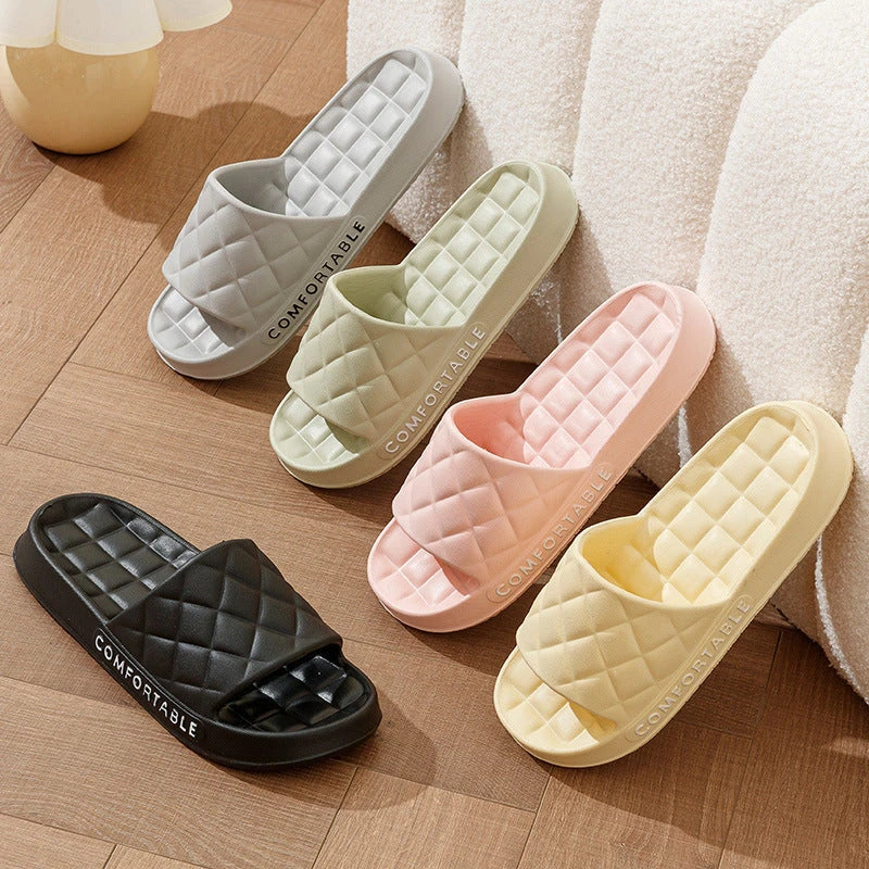 Cozy plaid indoor slippers with soft, silent, and waterproof EVA construction for comfortable all-day wear