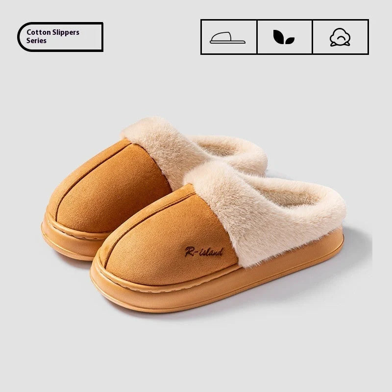 Cosy, fluffy cotton slippers in a variety of colours, featuring non-slip soles for indoor and outdoor wear