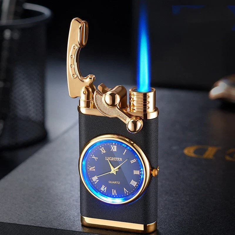A versatile butane lighter watch with various color options and flame styles