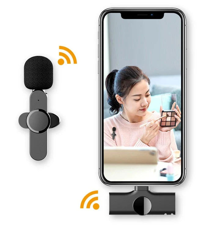 Wireless lavalier microphone with HD audio, Bluetooth connectivity, and compact carrying case