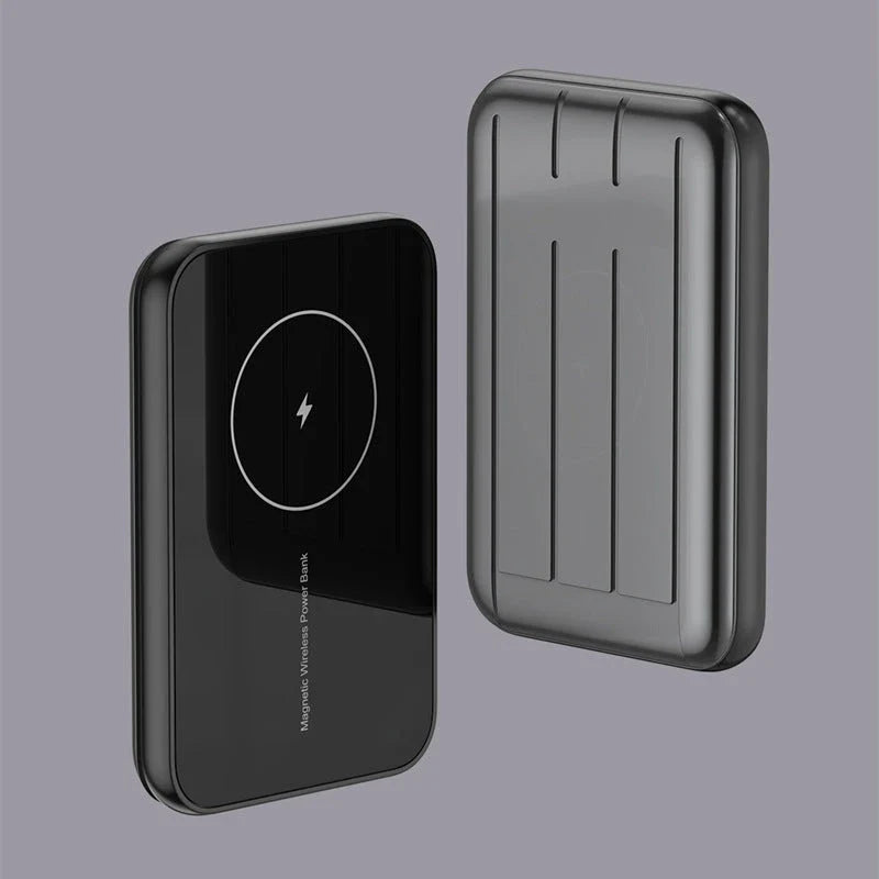 Premium 15W magnetic wireless power bank in three stylish colours: green, blue, and grey