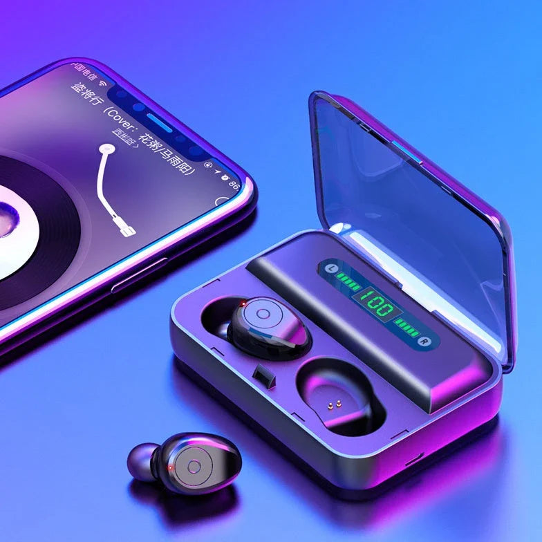 Premium Binaural Bluetooth Headset with Portable Power Bank for Exceptional Sound Quality and Charging on the Move