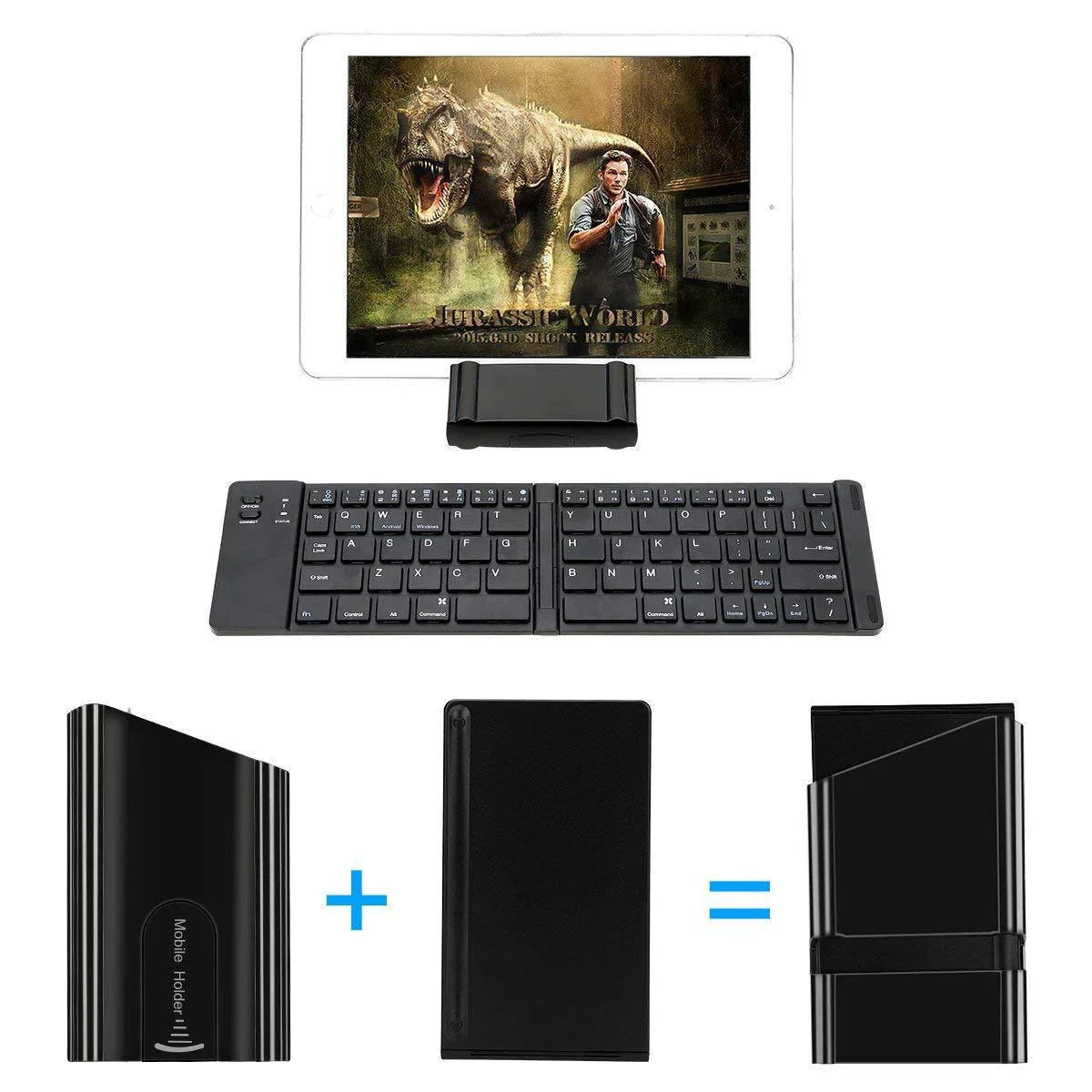 Compact and foldable Bluetooth keyboard for use with smartphones, tablets, and laptops
