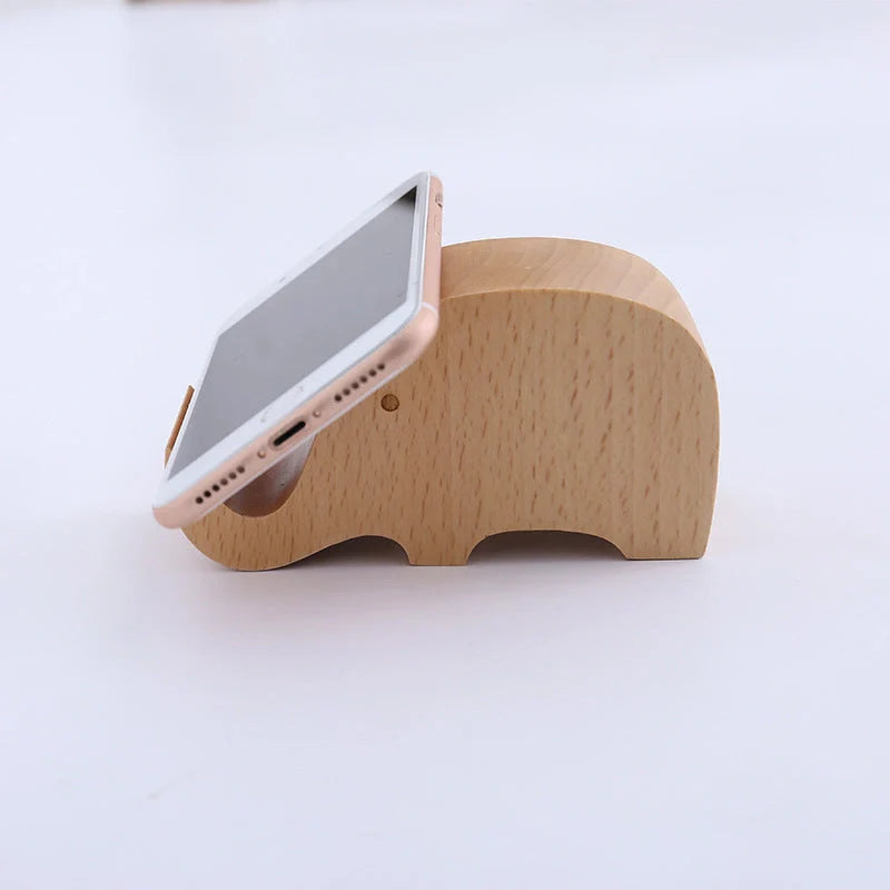 Custom beech wood lazy phone holder with personal lettering for desk organisation