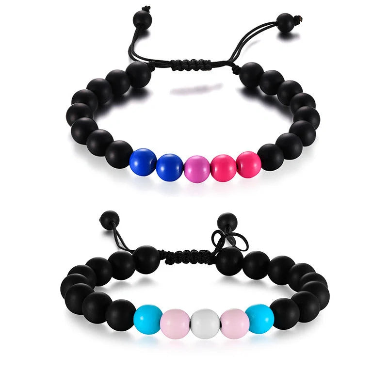 Premium black agate beaded bracelet with polished finish, suitable for men and women