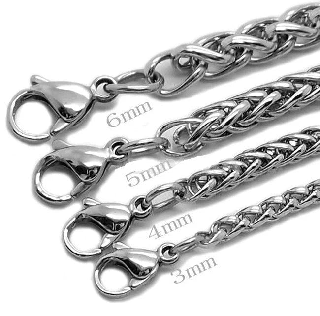Titanium Steel Chain Necklace with Twisted Singapore Design in Silver