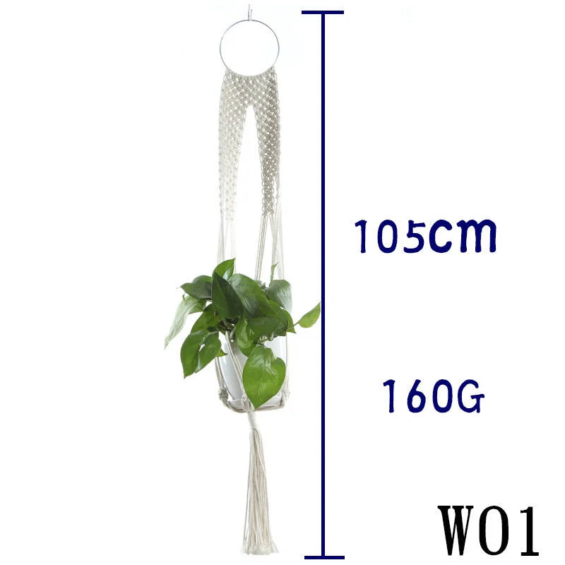 Stylish hanging cotton rope plant holder for indoor and outdoor decoration