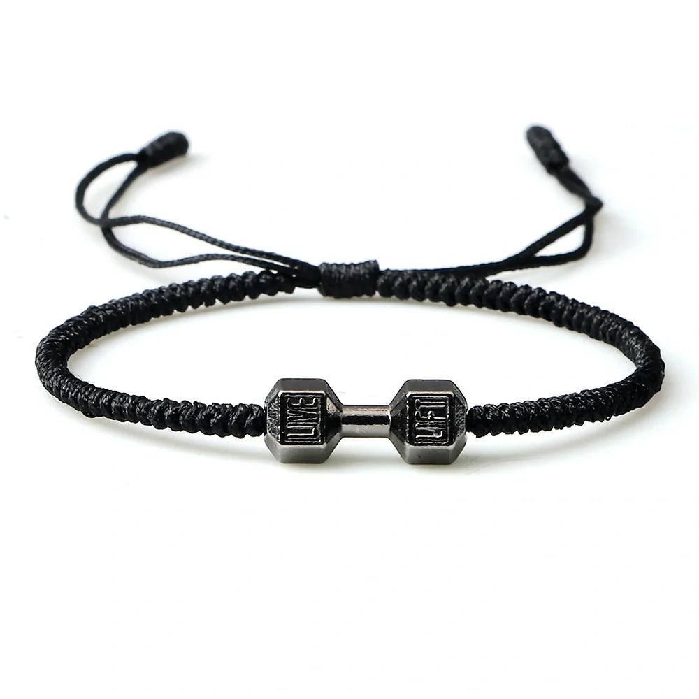 Stylish woven dumbbell alloy bracelet in various sophisticated colour options, showcasing the timeless British charm of this premium accessory.