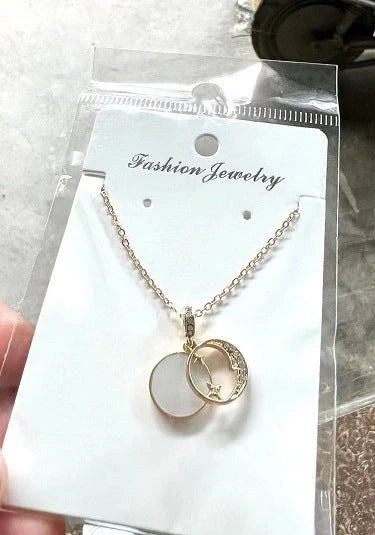 Design Star Moon Mother Shell Pendant Necklace in gold, silver, and copper options