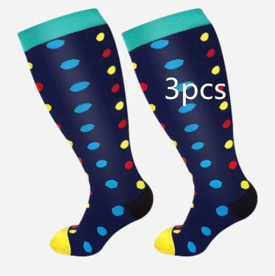 Plus-sized compression socks with bamboo fiber blend for breathability and comfort