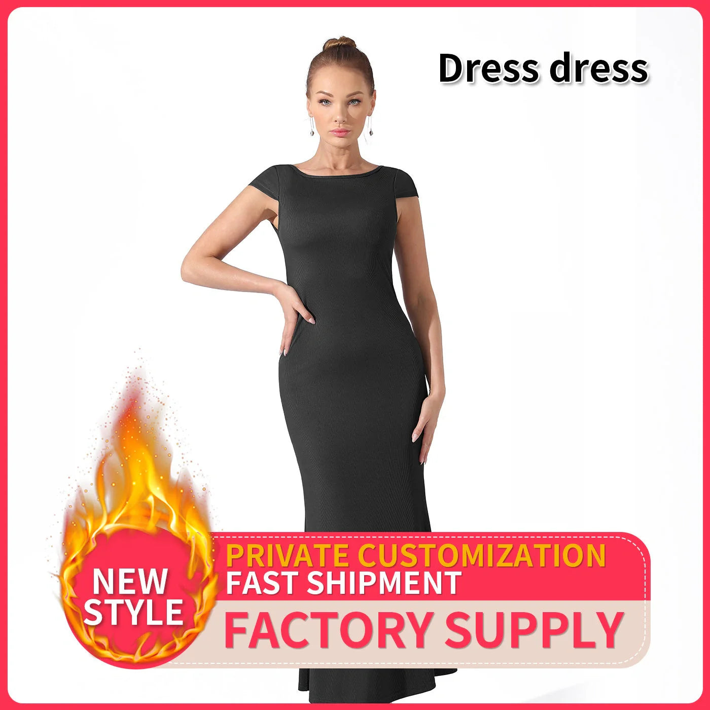 Elegant black dress with a timeless, figure-flattering silhouette made from premium British-sourced fabrics