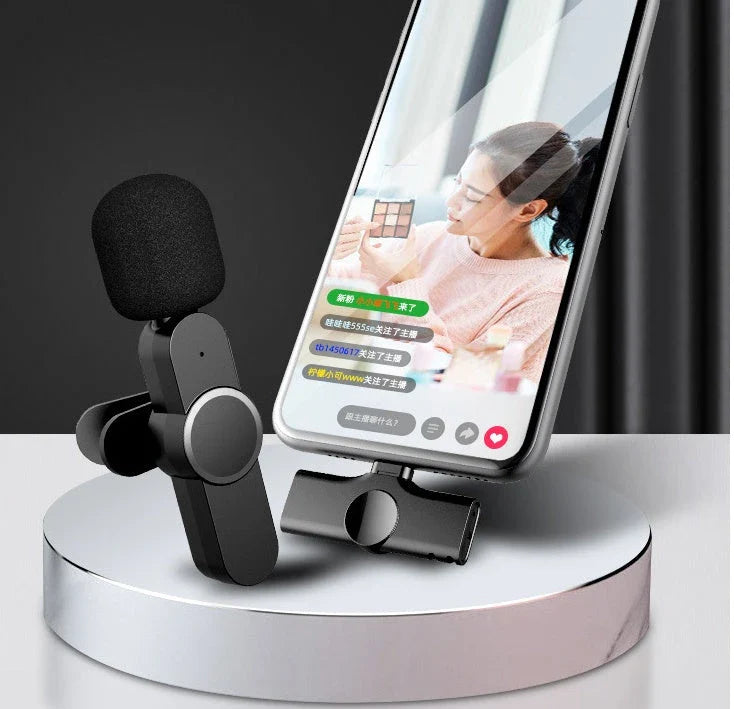 Wireless lavalier microphone with HD audio, Bluetooth connectivity, and compact carrying case