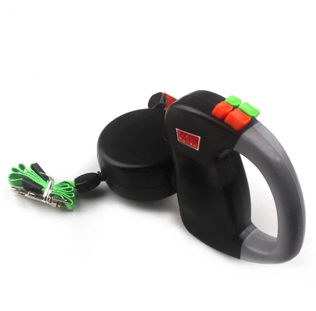 Premium retractable dual dog walking leash made of durable nylon material, offering hands-free control and adjustable length for dogs of all sizes.