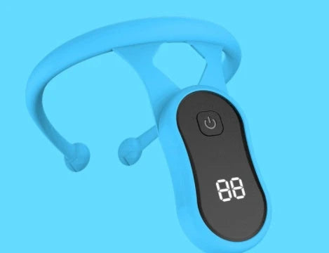 A smart neckband device with silicone construction designed to monitor posture and provide vibration alerts for improved ergonomics and well-being.