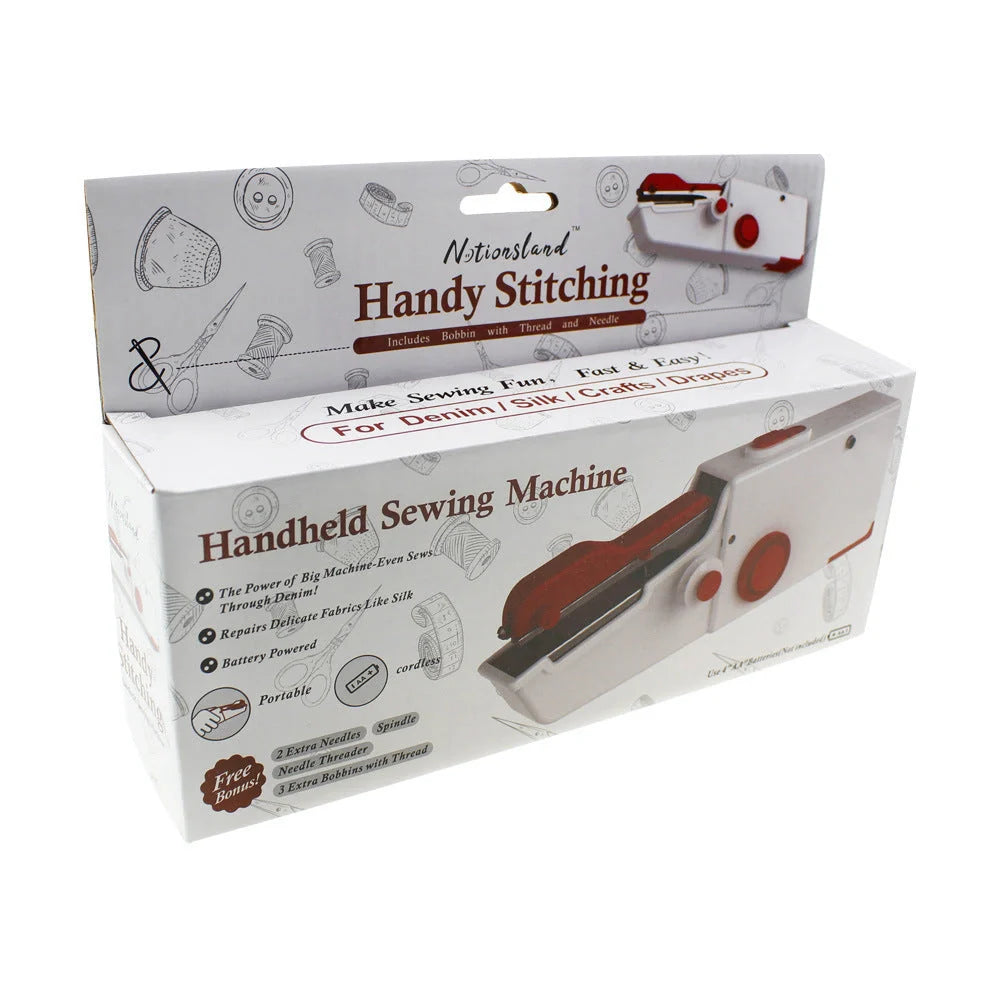 Portable mini hand sewing machine in various colors with compact design for easy sewing on the go