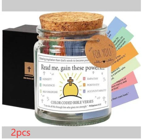 Bible Verses In A Jar with cartoon design, containing 90 verses for daily inspiration