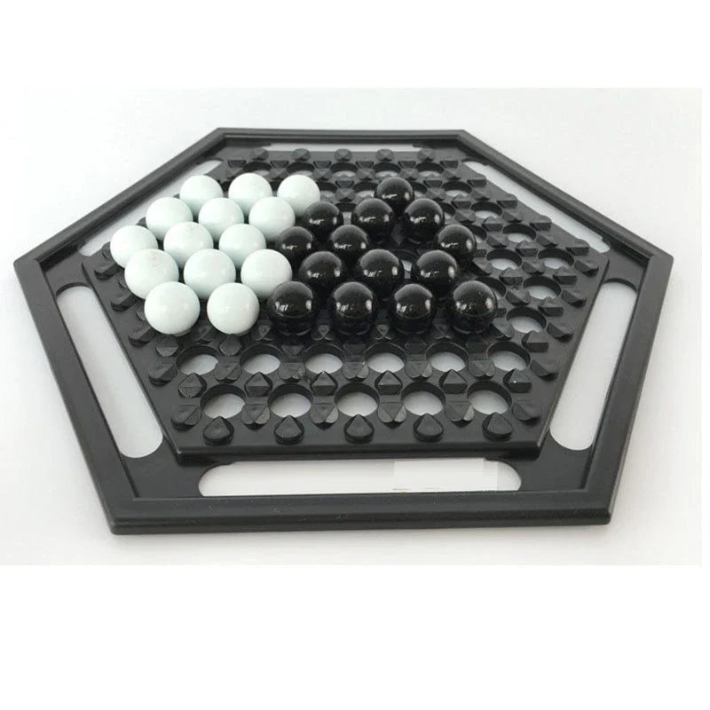 Abalone strategy game with marble board and pieces for family and kids to play