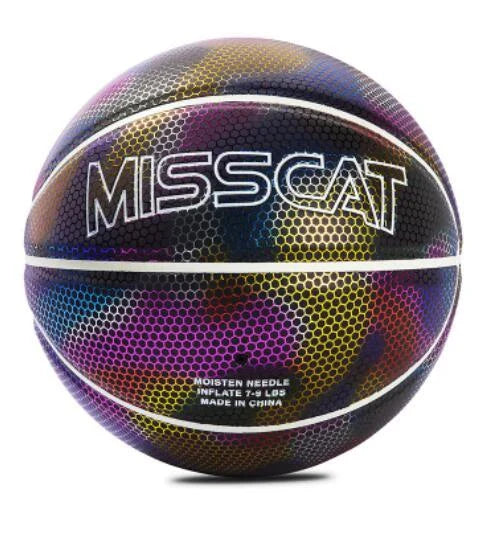 Luminous glow-in-the-dark basketball with reflective design for night games and outdoor activities