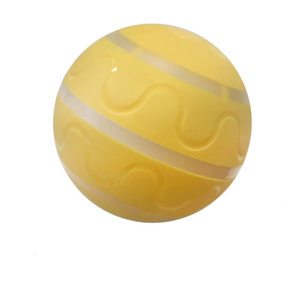 Automatic rotating cat toy in orange, yellow, and pink with USB charging