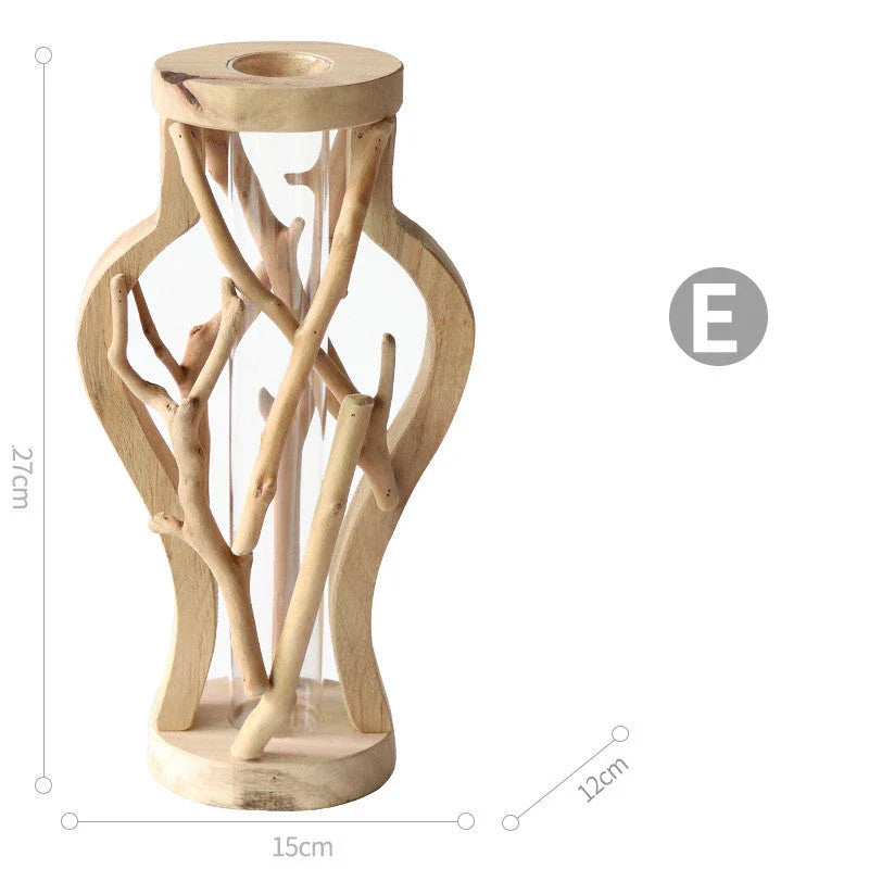 Elegant handcrafted wooden vase with intricate detailing, designed to elevate home decor