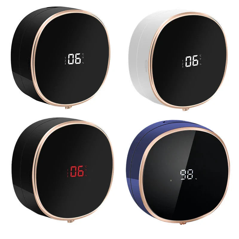 Touchless automatic soap dispenser with foaming action, infrared sensor, and rechargeable battery for hands-free, hygienic handwashing