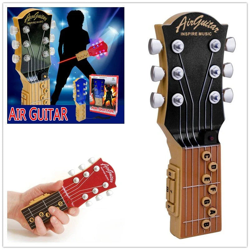 Innovative infrared guitar with chord selection buttons, adjustment controls, and tilt sensor for effortless string-free musical expression