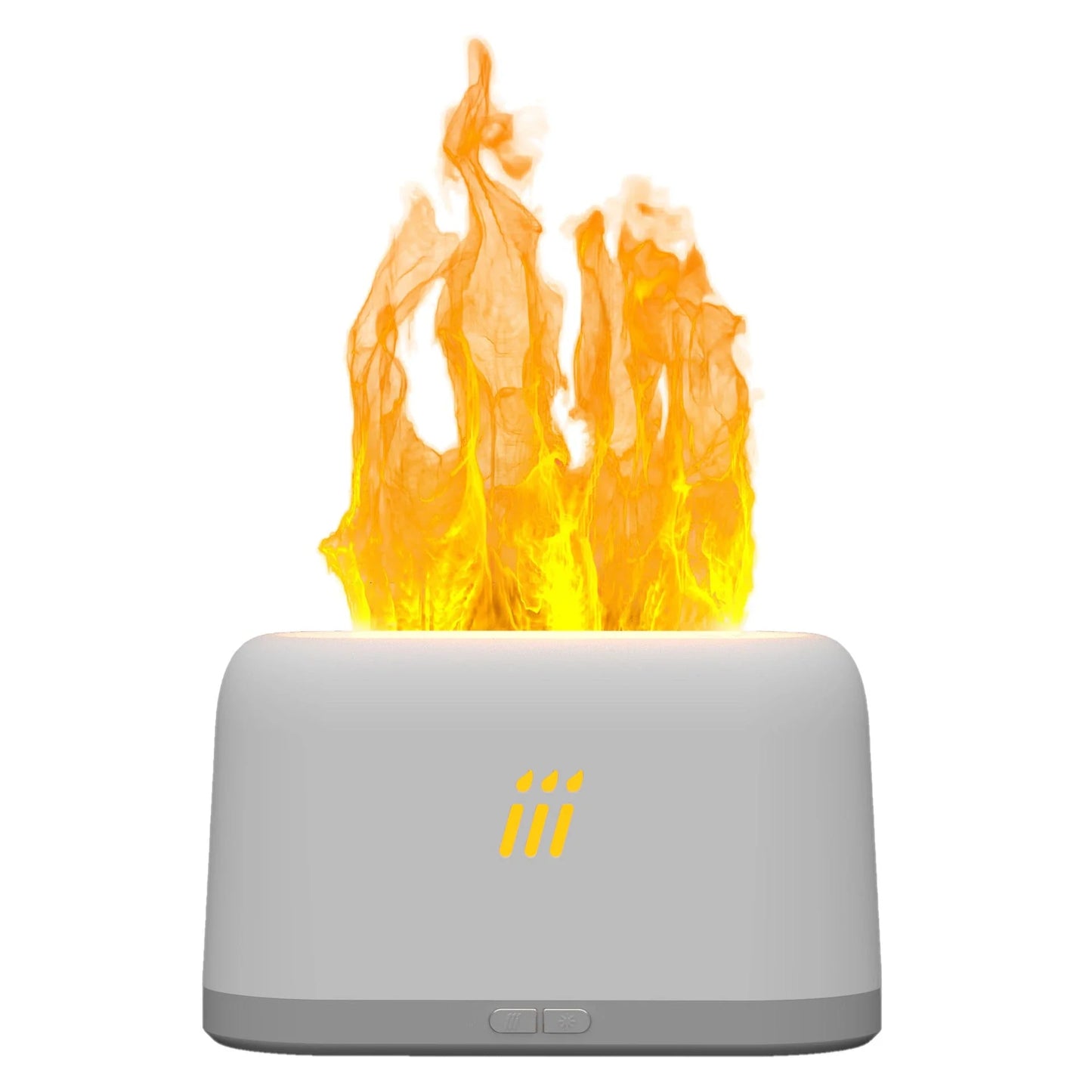 Elegant aroma diffuser and ultrasonic humidifier with mesmerising LED flame-like effects, ideal for modern British homes