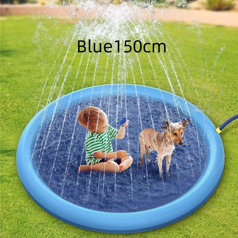Refreshing splash pad for kids and pets, backyard water play mat with sprinklers