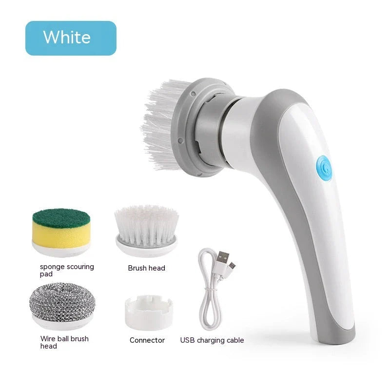 Cordless Electric Cleaning Scrubber Brush with 4 Interchangeable Brush Heads for Powerful, Versatile Cleaning on All Surfaces