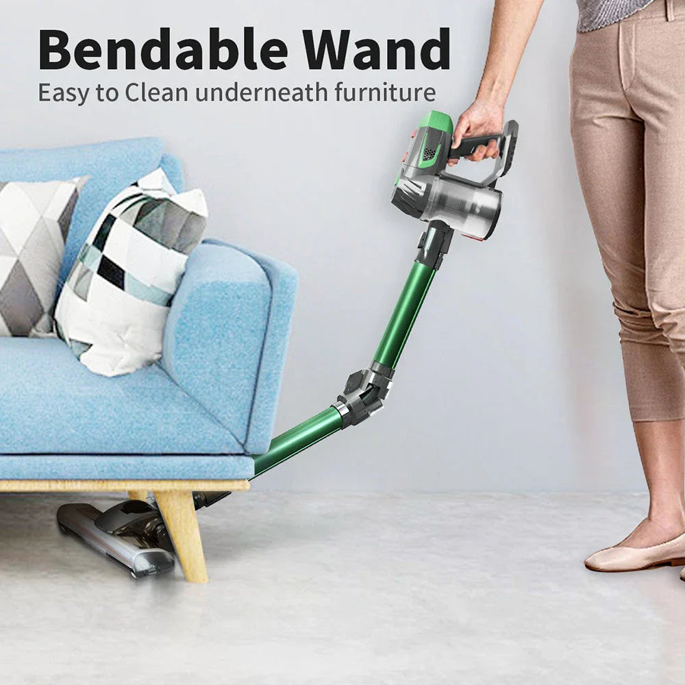 Cordless vacuum cleaner with powerful suction, foldable design, and versatile cleaning capabilities for home and car use