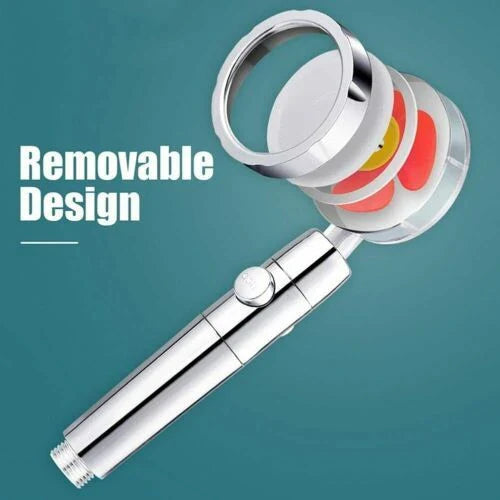 Modern minimalist high-pressure shower head with on/off switch and water-saving technology
