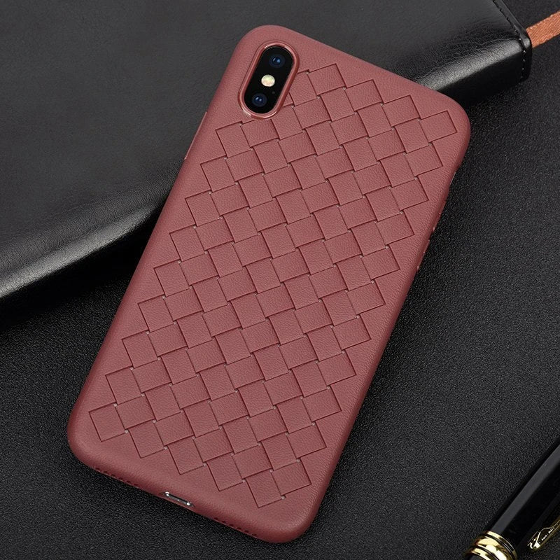 Stylish grid-patterned protective phone case with premium TPU material and responsive button covers