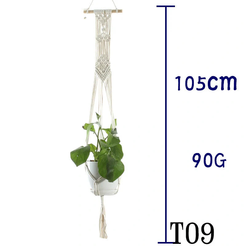 Stylish hanging cotton rope plant holder for indoor and outdoor decoration