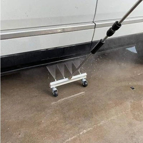 Versatile car chassis cleaning brush with copper-stainless steel alloy and rubber construction, designed for efficient undercarriage cleaning