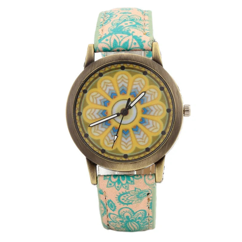 Sleek and stylish quartz watch with a captivating kaleidoscope design, perfect for elevating your everyday fashion