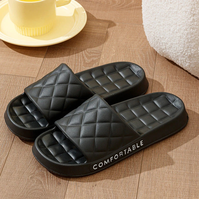 Cozy plaid indoor slippers with soft, silent, and waterproof EVA construction for comfortable all-day wear