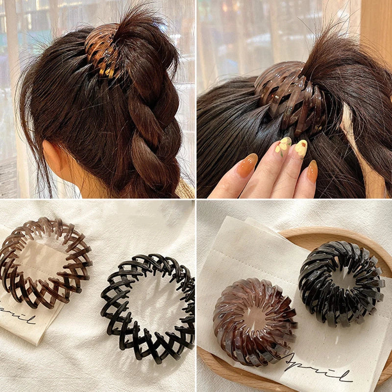 Elegant hair circle accessory with flexible design and teeth for creating stylish ponytails