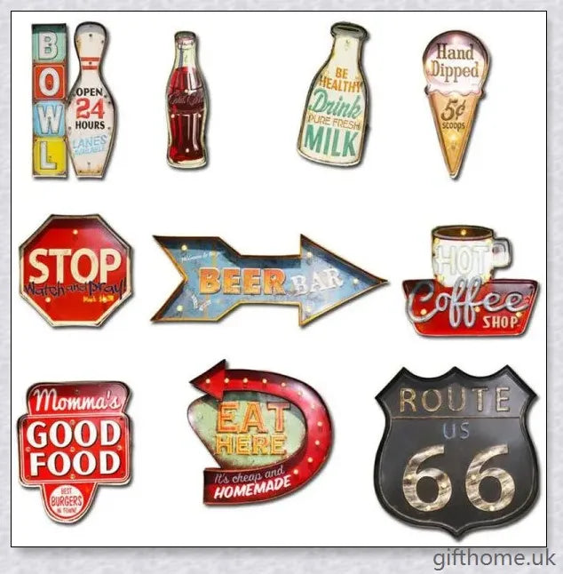 GiftHome American Iron Ice Cream LED Lamp Wall Decoration Pendant