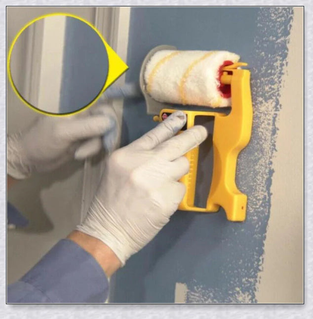 Paint Edger Roller Brush, a portable tool for quickly and cleanly cutting in paint around walls, ceilings, and trim