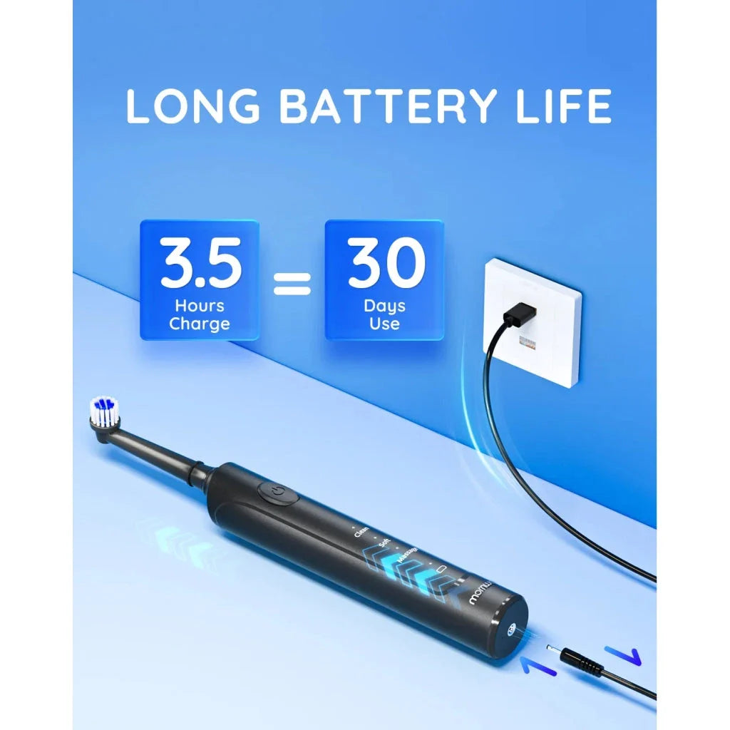 Advanced Electric Sonic Toothbrush with USB Charging and 8 Replacement Heads for Deep Cleaning, Whitening, and Gum Massage