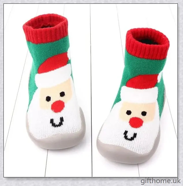 Soft-soled thickened anti-drop Christmas-themed shoes for babies and toddlers