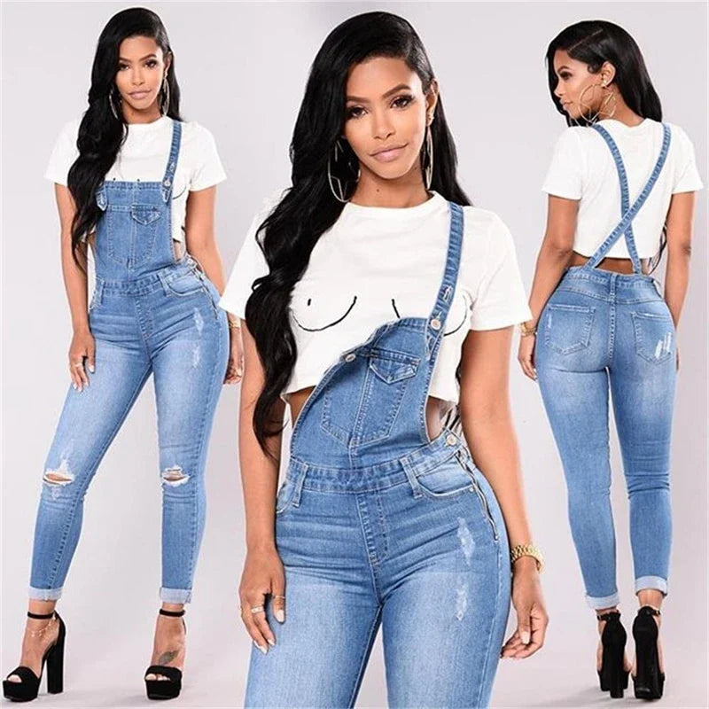 A pair of premium bib jeans with adjustable straps, crafted from high-quality cotton for exceptional comfort and style.