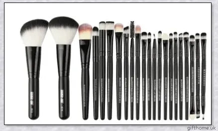 22-piece set of high-quality cosmetic makeup brushes with soft, silky bristles and long, easy-grip handles for flawless application
