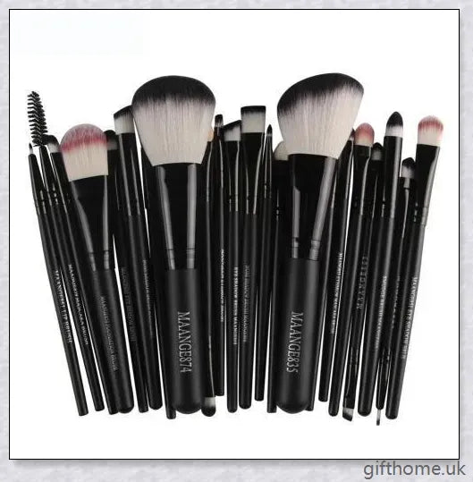 22-piece set of high-quality cosmetic makeup brushes with soft, silky bristles and long, easy-grip handles for flawless application