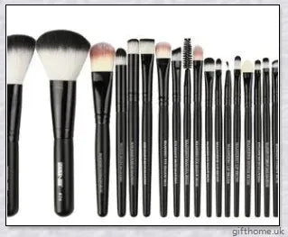 22-piece set of high-quality cosmetic makeup brushes with soft, silky bristles and long, easy-grip handles for flawless application