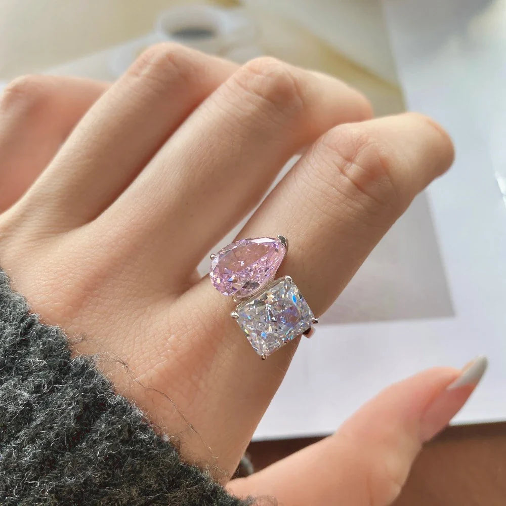 Elegant pear-shaped two-tone diamond ring with a captivating silhouette and premium finish